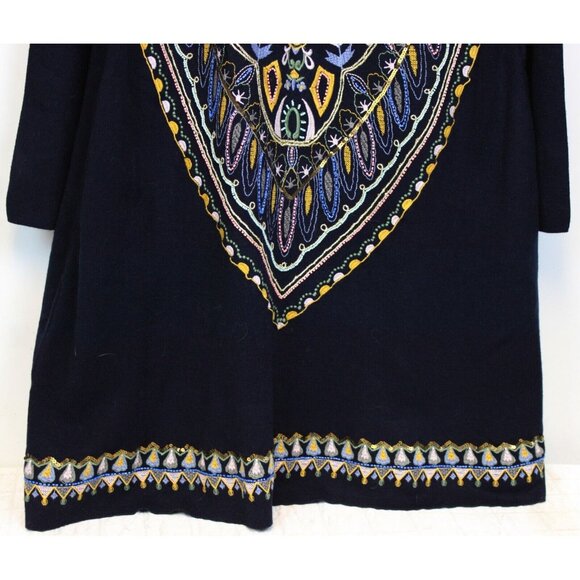 Soft Surroundings Long Black Sweater Cardigan sz 1X NWT Beaded Embroider Flower - Picture 3 of 13